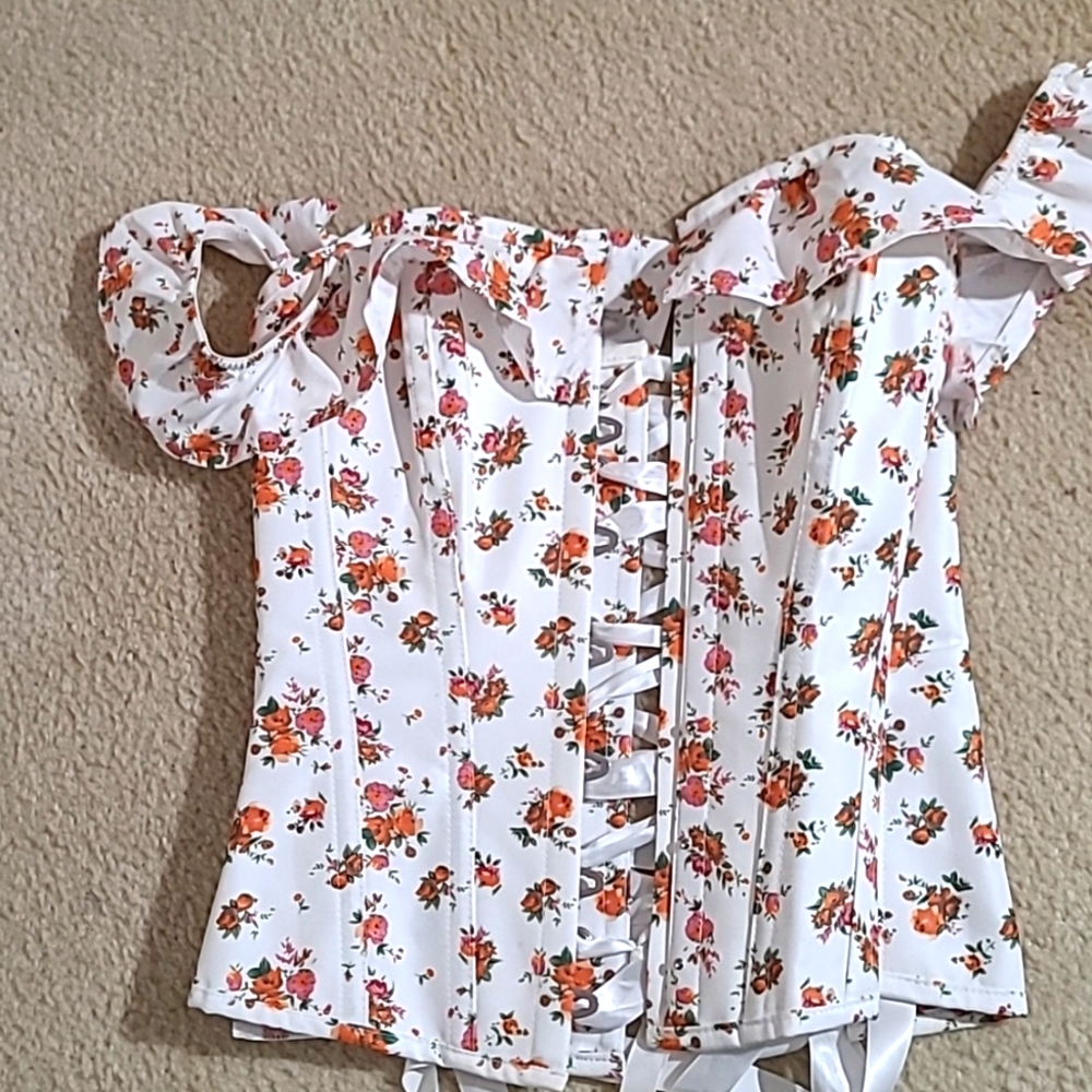 Corset Story Floral Overbust Corset with Sleeves